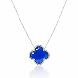 Colar Gargantilha Trevo Azul (Prata 925)