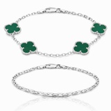 KIT Pulseiras Trevo Verde + Elo Cadeado 2,5mm (Prata 925) - 2X1