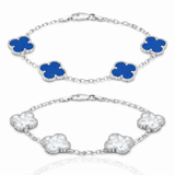 KIT Pulseiras Trevo Azul + Transparente (Prata 925) - 2X1