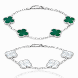 KIT Pulseiras Trevo Verde + Transparente (Prata 925) - 2X1