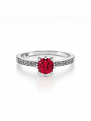 Anel Solitário Milano Vermelho Cravejado (Prata 925)