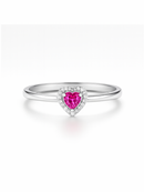 Anel Solitário Coração Rose Cravejado (Prata 925)