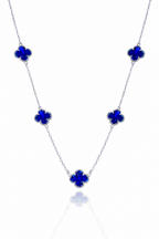 Colar 5 Trevos Azul (Prata 925)