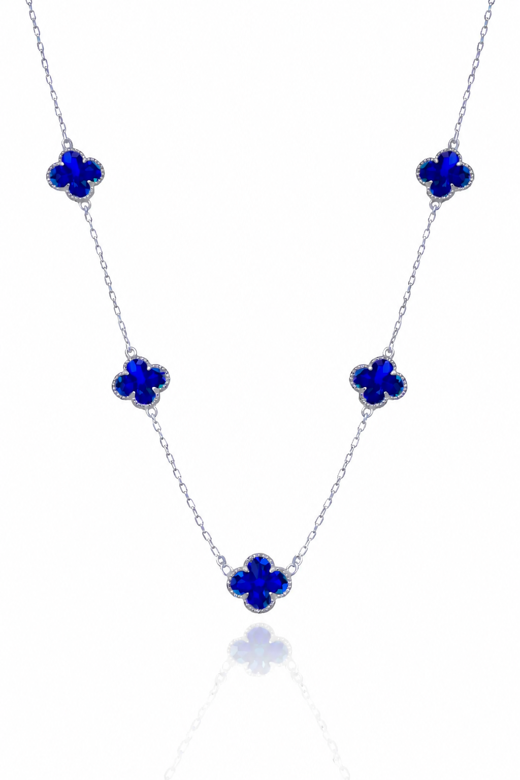 Colar 5 Trevos Azul (Prata 925)