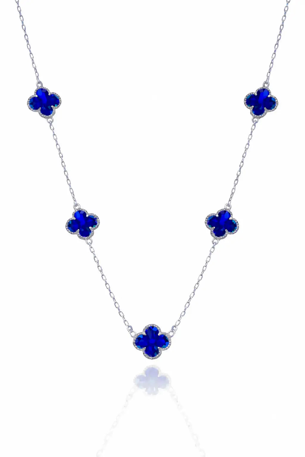 Colar 5 Trevos Azul (Prata 925)