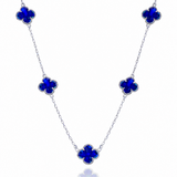 Colar 5 Trevos Azul (Prata 925)