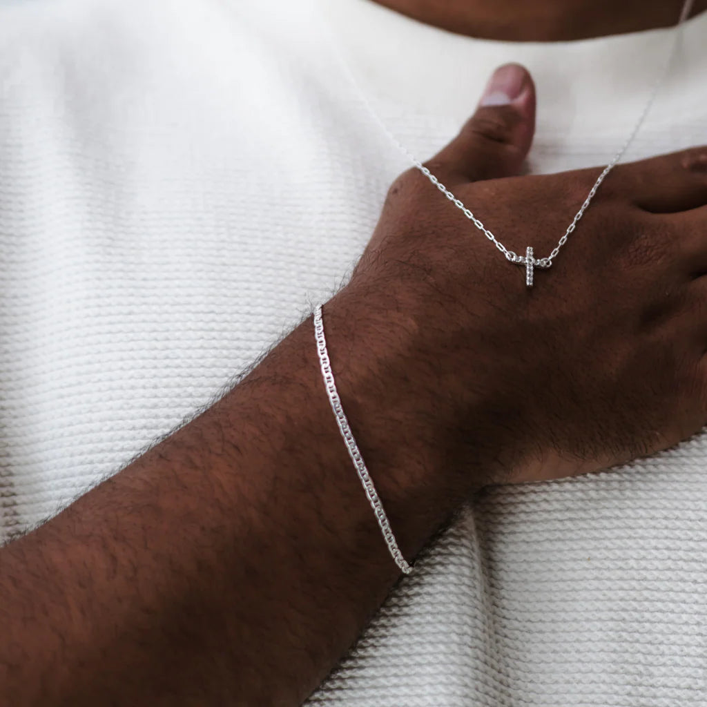 Pulseira Piastrine 2mm Masculina em Prata 925