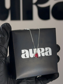 Colar Veneziana Ponto De Luz Gota Cristal - Vermelho (Prata 925)