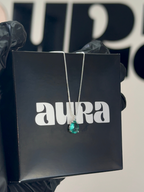 Colar Veneziana Ponto De Luz Gota Cristal - Verde (Prata 925)