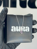 Colar Veneziana Ponto De Luz Gota Cristal - Rosa (Prata 925)