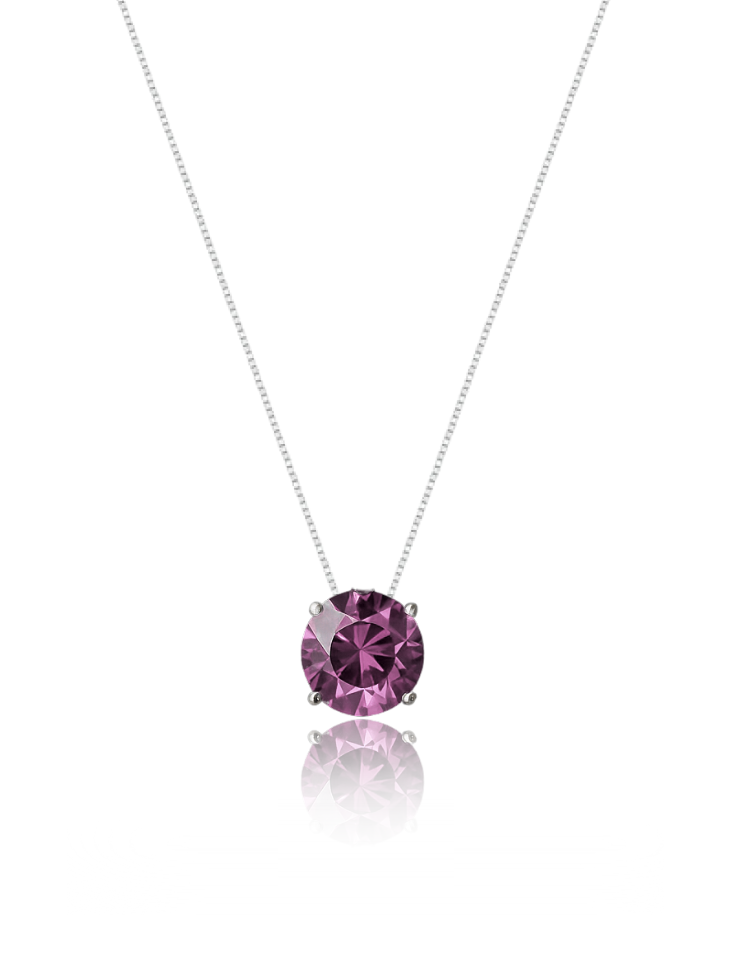 Colar Veneziana Ponto De Luz Cristal - Rosa (Prata 925)