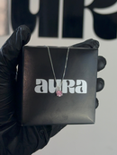 Colar Veneziana Ponto De Luz Cristal - Rosa (Prata 925)