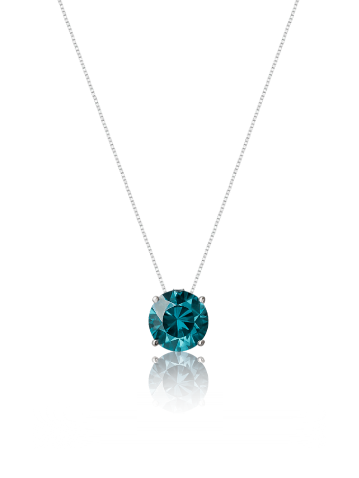 Colar Veneziana Ponto De Luz Cristal - Azul (Prata 925)