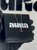 Colar Veneziana Ponto De Luz Gota Cristal - Rosa (Prata 925)