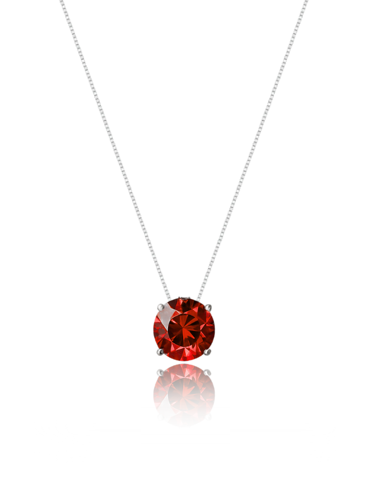 Colar Veneziana Ponto De Luz Cristal - Vermelho (Prata 925)