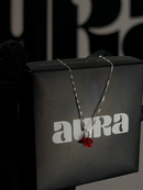 Colar Veneziana Ponto De Luz Cristal - Vermelho (Prata 925)