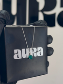 Colar Veneziana Ponto De Luz Cristal - Verde (Prata 925)