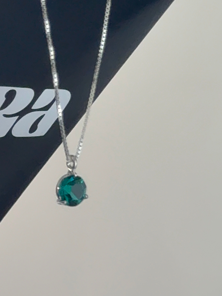 Colar Veneziana Ponto De Luz Cristal - Verde (Prata 925)