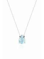 Colar Veneziana Ponto De Luz Gota Cristal - Azul (Prata 925)