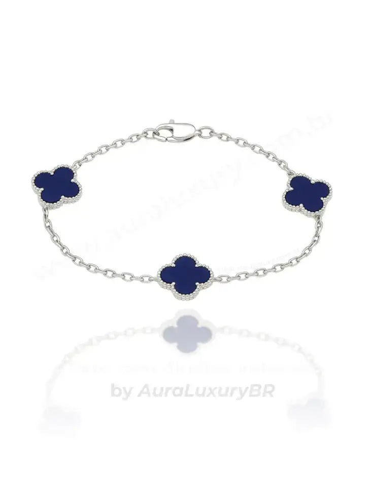 Pulseira em prata 925 com detalhes em azul, design exclusivo e acabamento premium
