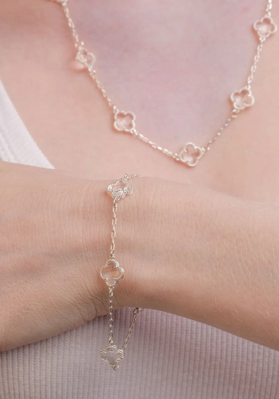 Pulseira 4 Trevos Cristal (Prata 925)