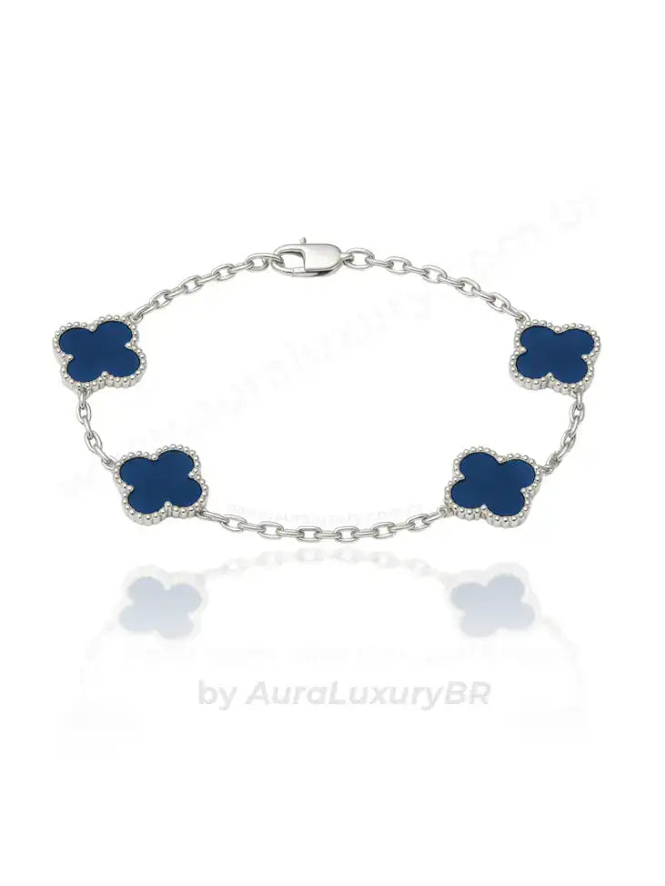 Pulseira em prata 925 com detalhes em azul, design exclusivo e acabamento premium