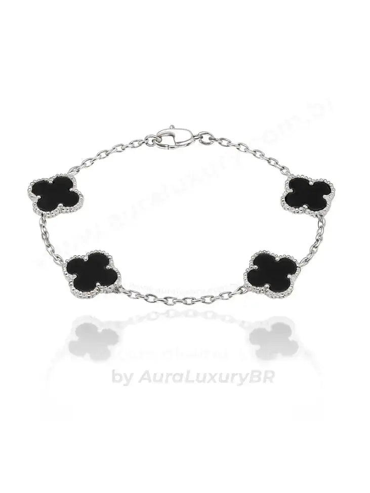 Pulseira em prata 925 com detalhes em preto, design exclusivo e acabamento premium